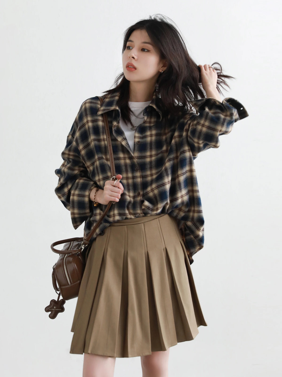 Women's Checked Collared Long Sleeve Shirt