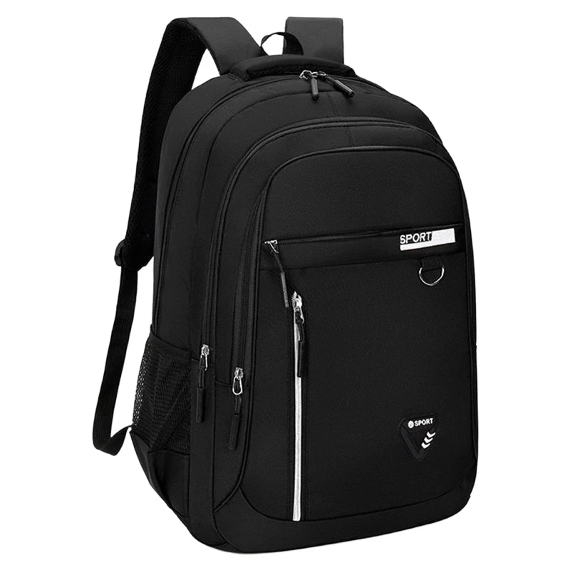 Multi-Layer Commuter Backpack with Front Zippers and Contrast Colour Details