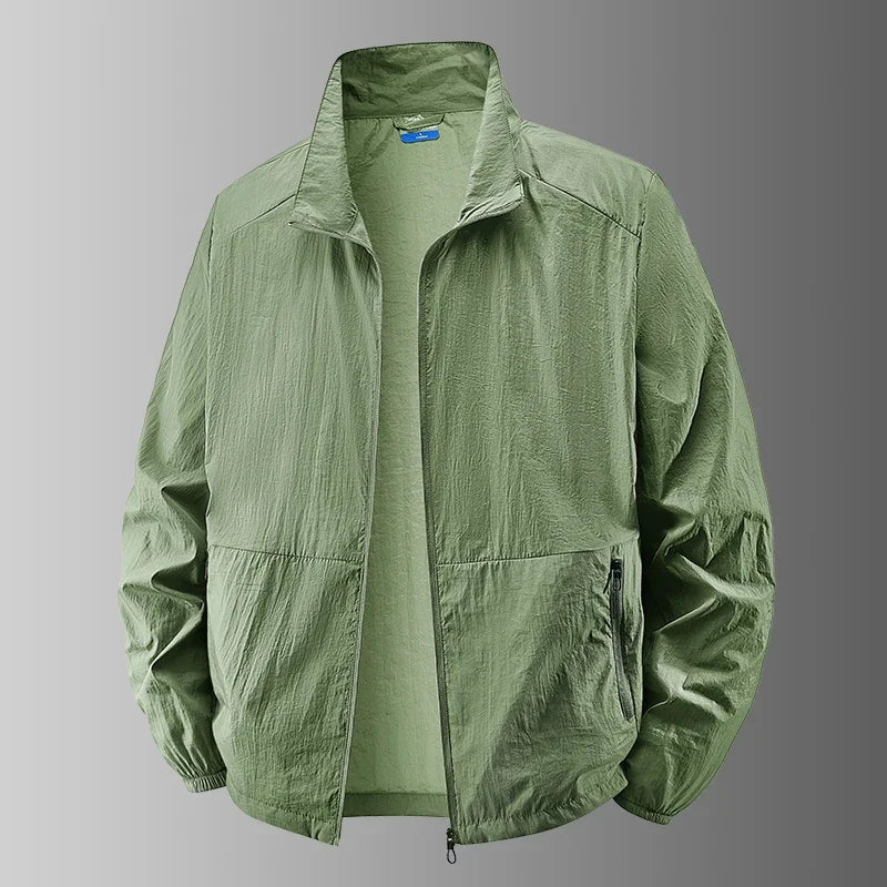 Collared Long Sleeve Full Zip Outdoor Hiking Jacket with Pockets