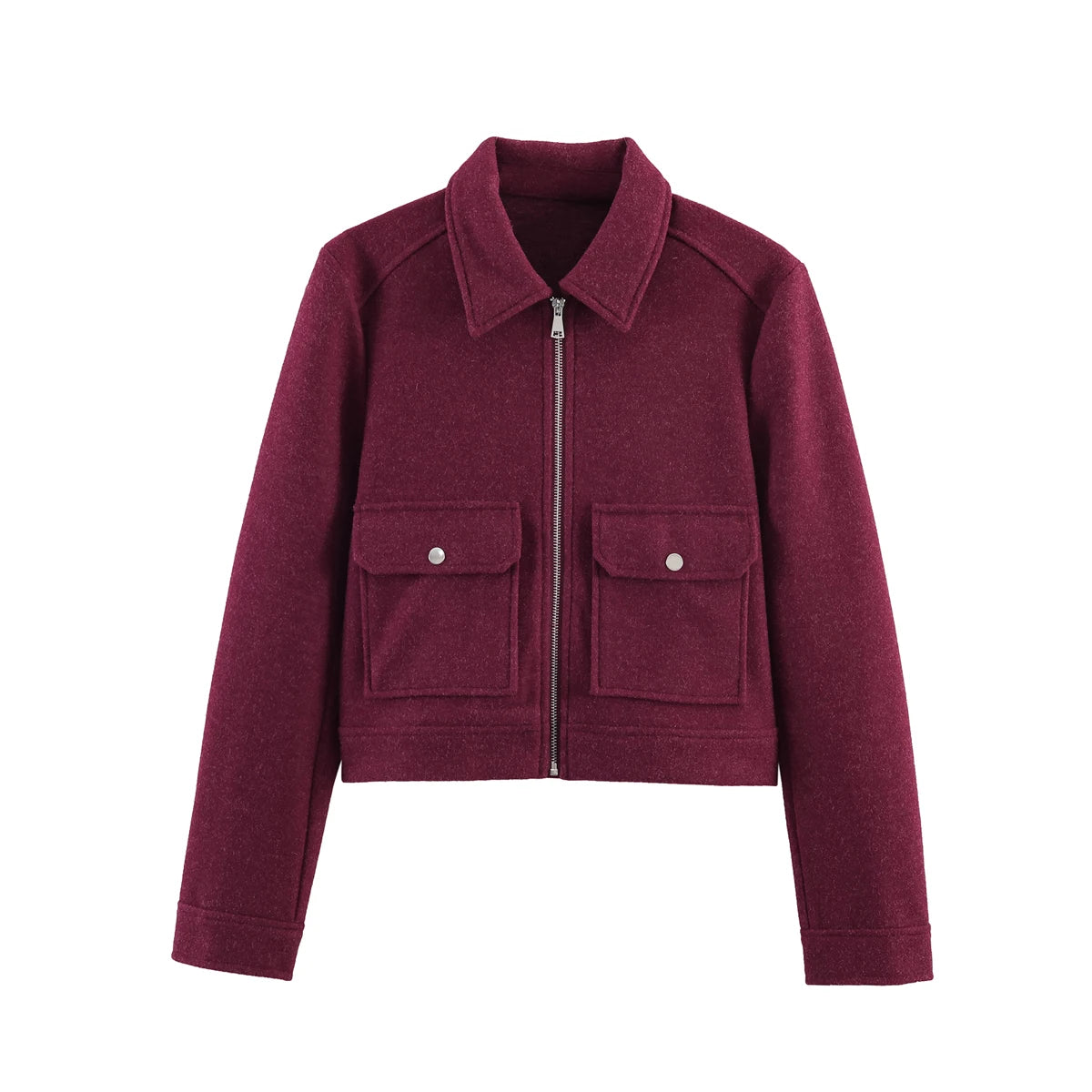 Women's Long-Sleeve Lapel Zip-Front Jacket