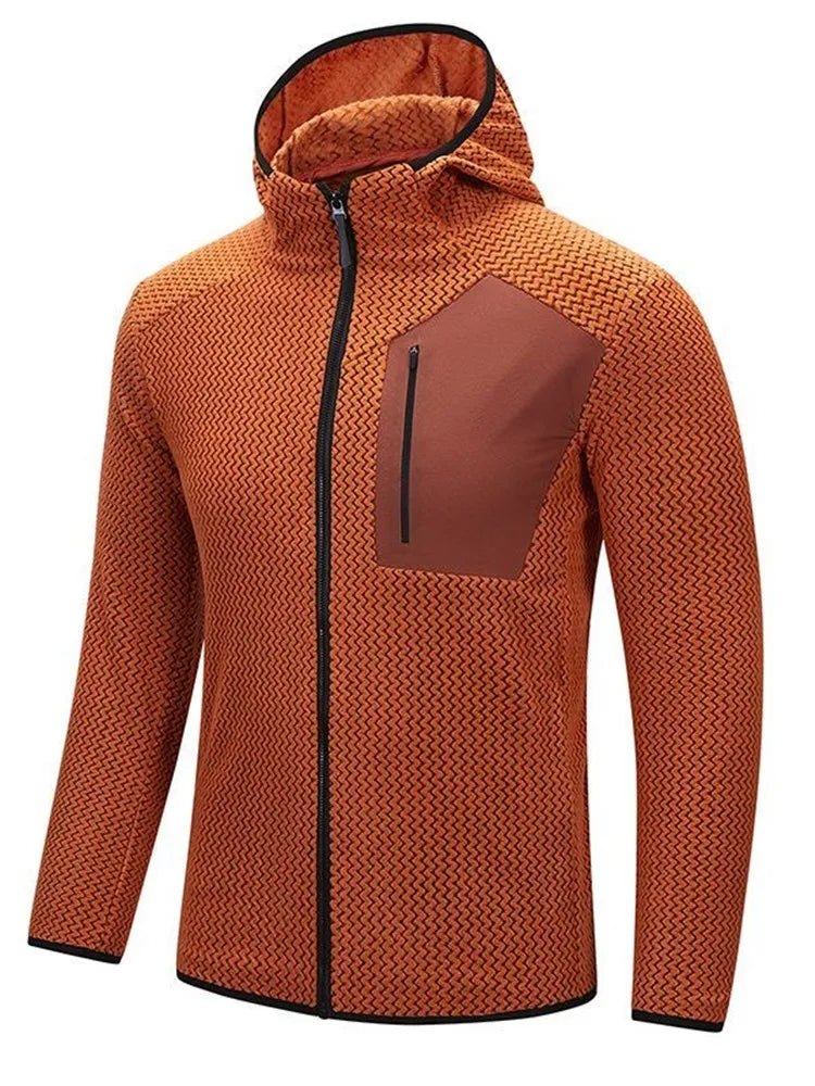 Men's Solid Long-Sleeve Zip-Front Hoodie