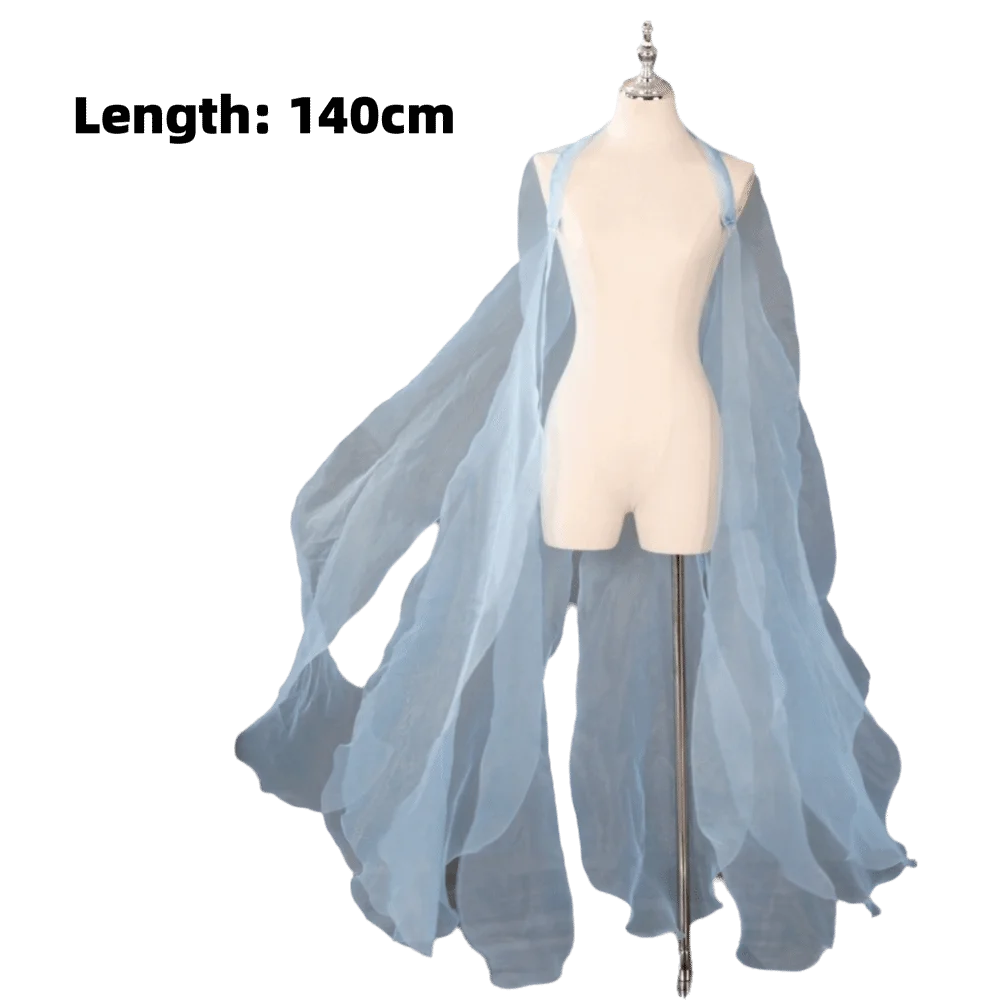 Long Sheer Shoulder Strap Cape for Layering over Outfits