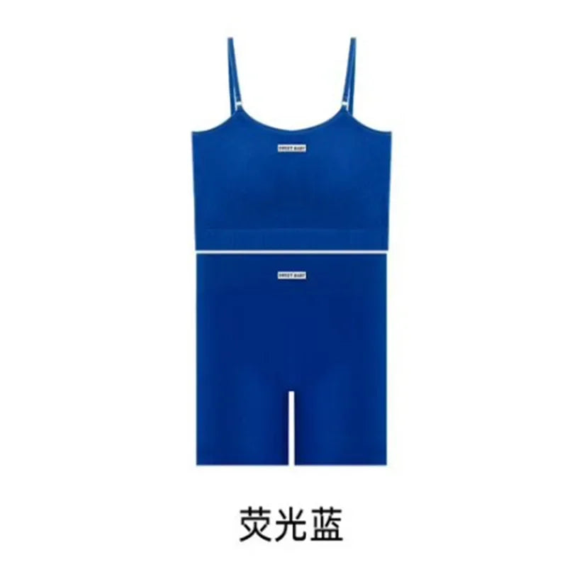 Women's Thin Strap Tank And Shorts Yoga Set