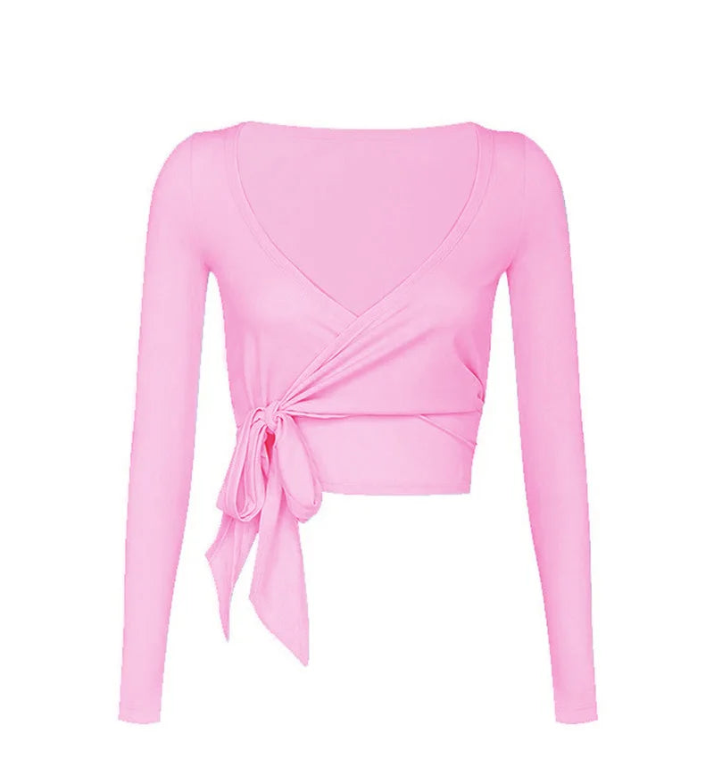 Women's Tie-Back Long-Sleeve Workout Cover-Up