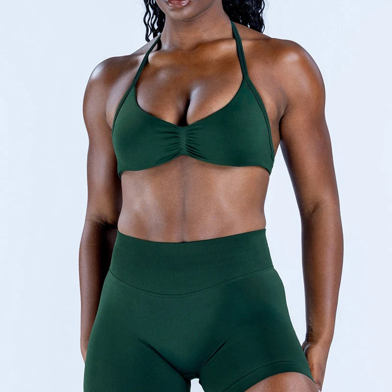 Women's Strappy Bra And Shorts Yoga Set For Workout Outfits