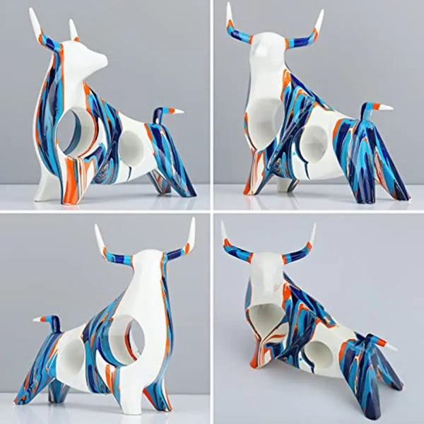 Simple Creative Colorful Bullfight Sculptures Bull Statue Animal Statue Crafts Ornaments Home Office Bedroom Living Room