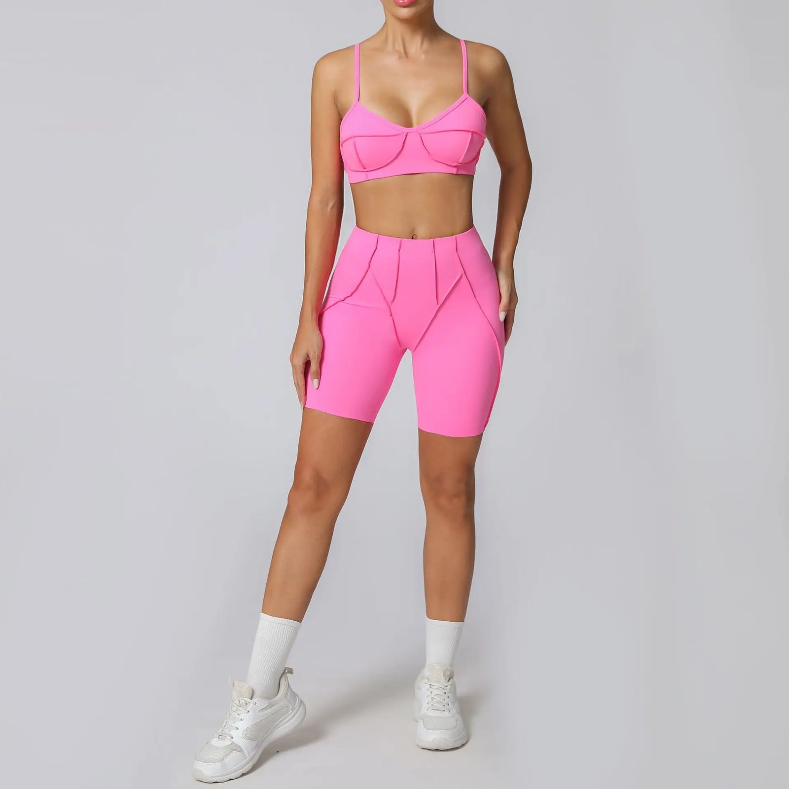 Women's Contrast Seam Bra And Leggings Yoga Set