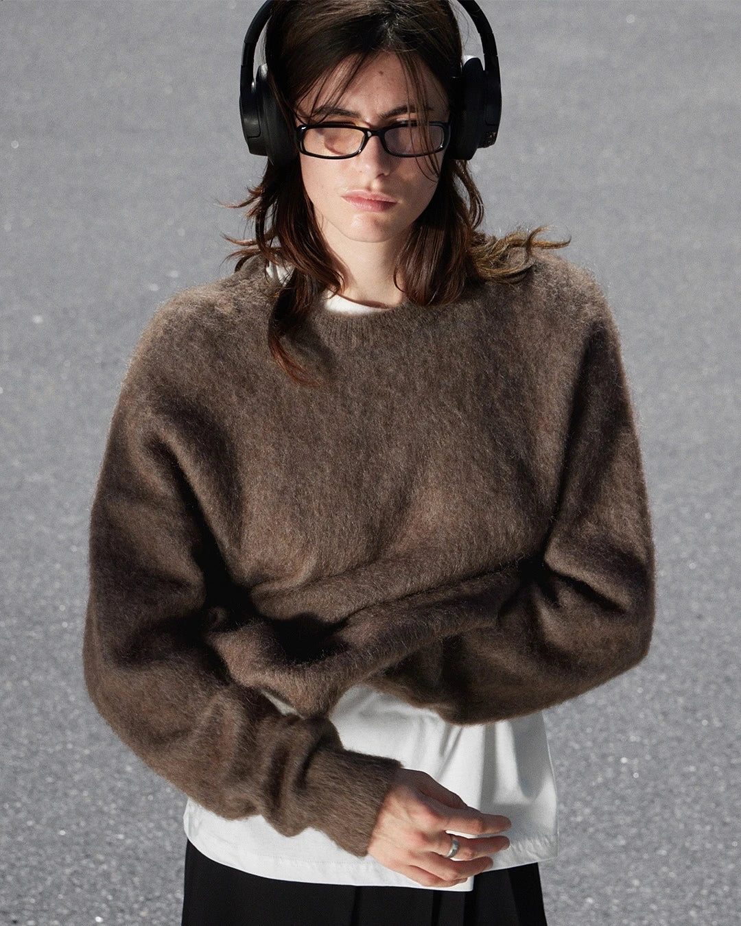 Women's Loose Fluffy Crew Neck Sweater Casual Knit Layer