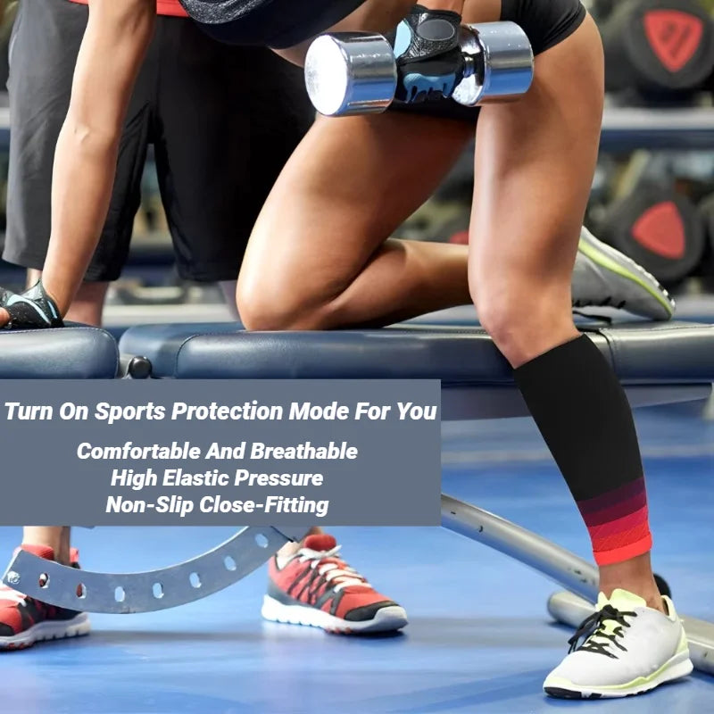 Color Block Calf Sleeves with Footless Open End Shape