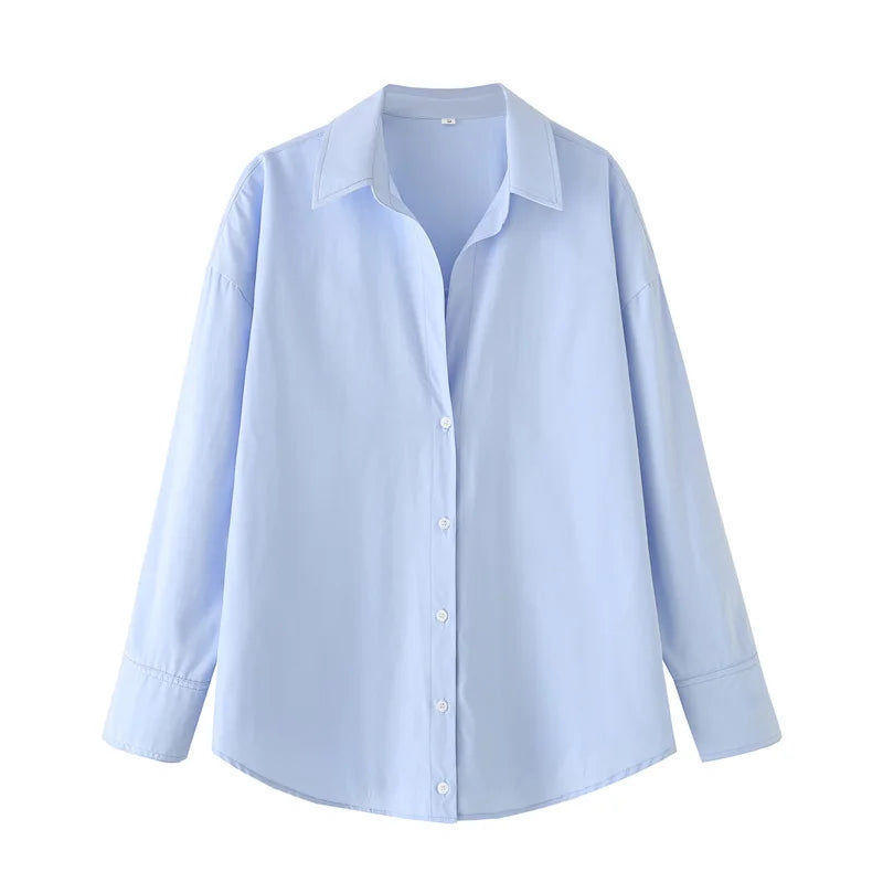 Women's Striped Collared Long Sleeve Shirt