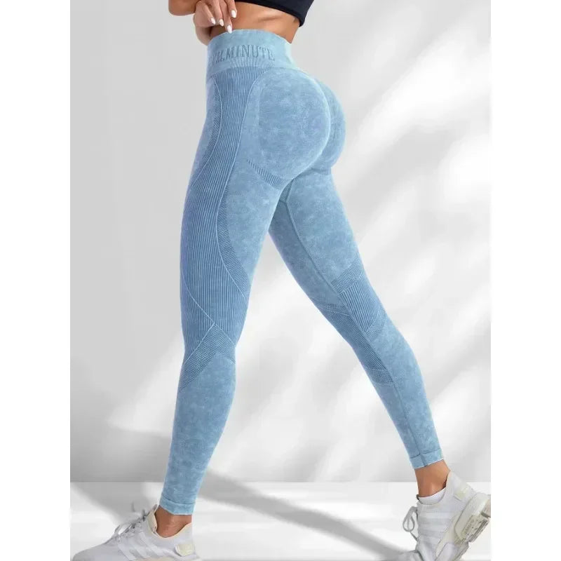 Women's High-Waist Seamless Washed-Look Ankle-Length Yoga Leggings