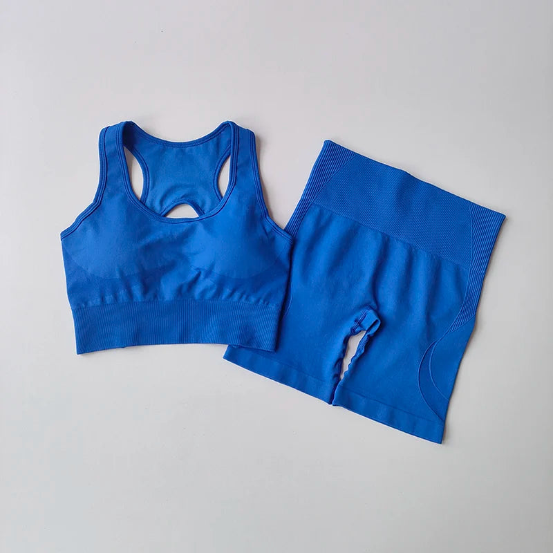 Women's Cross Back Bra And Shorts Yoga Set