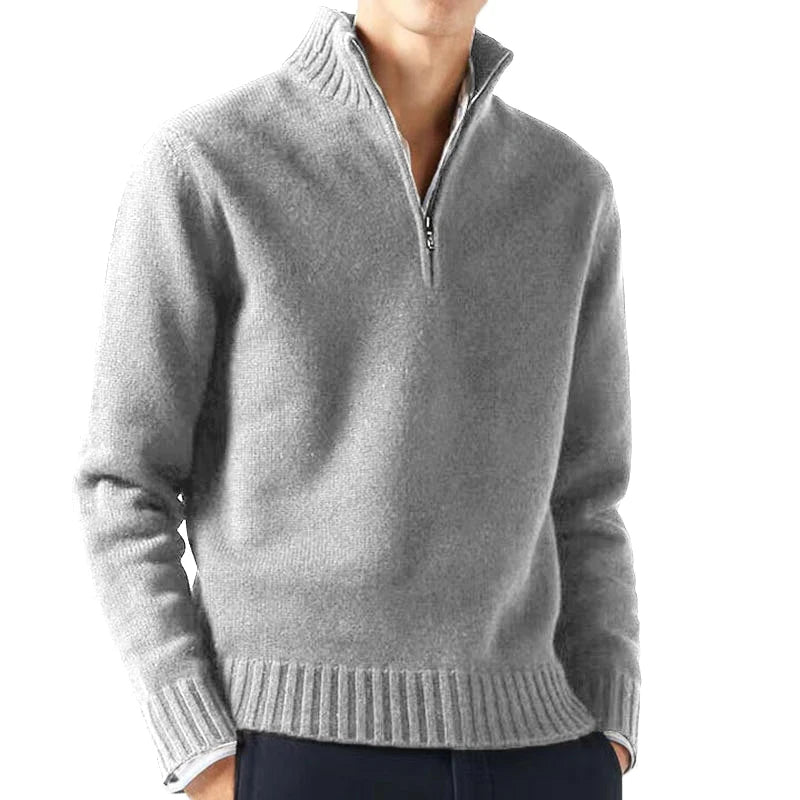 Men's Quarter Zip Long Sleeve Knit Sweater