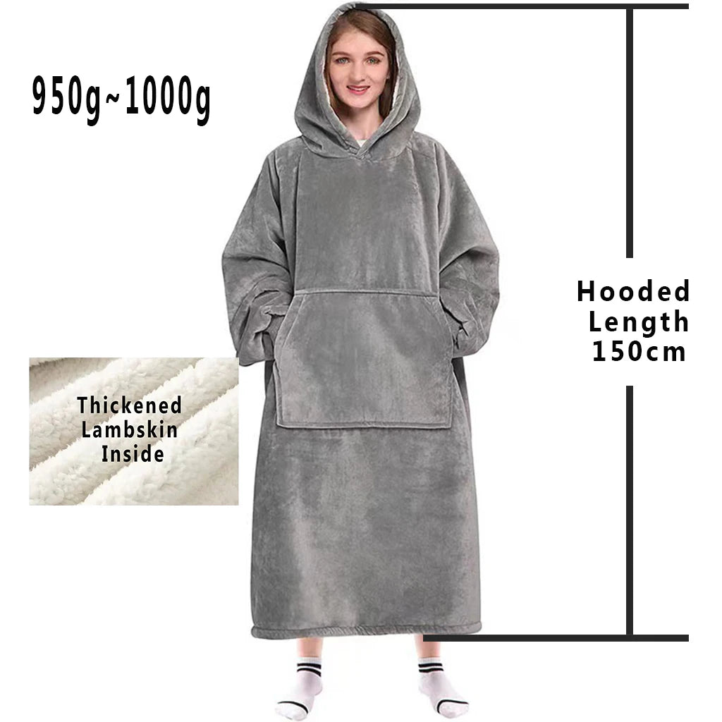 Oversized Fleece Blanket Hoodie with Original Long and Short Styles