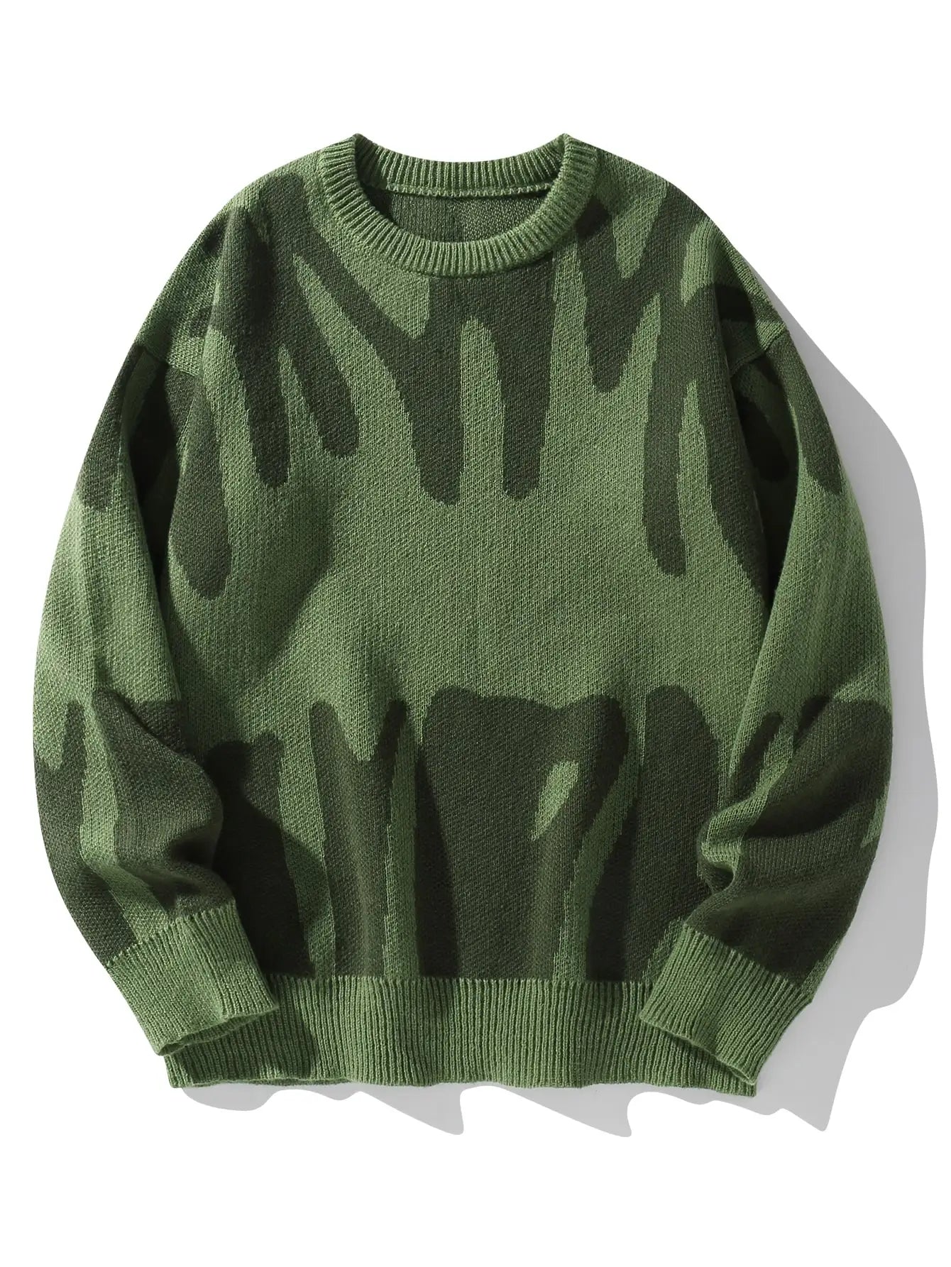 Men's Abstract Pattern Crew Neck Knit Sweater