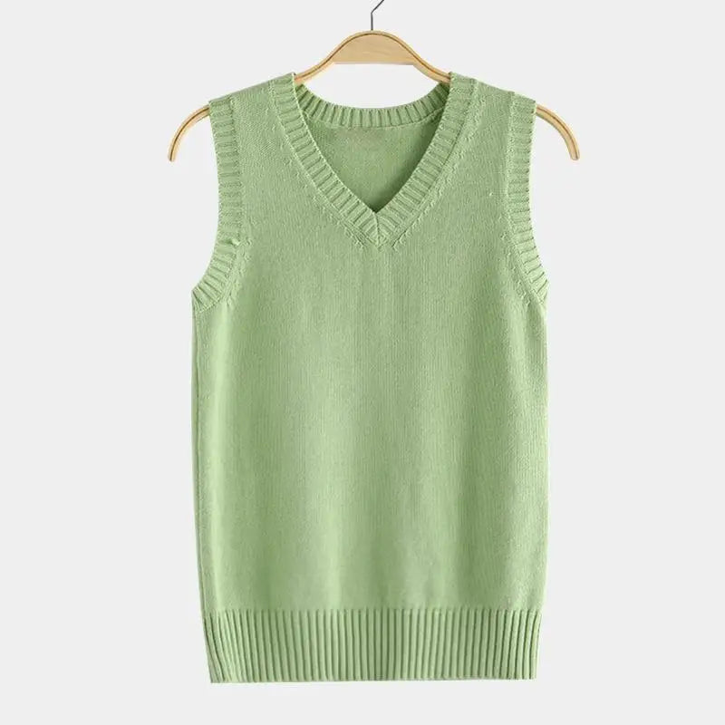 Women's V Neck Sleeveless Knit Vest Casual Knit Layer