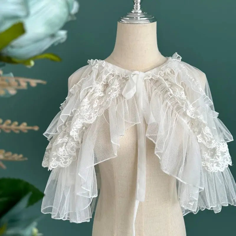 Ruffled Lace Capelet for Layering over Dresses and Tops