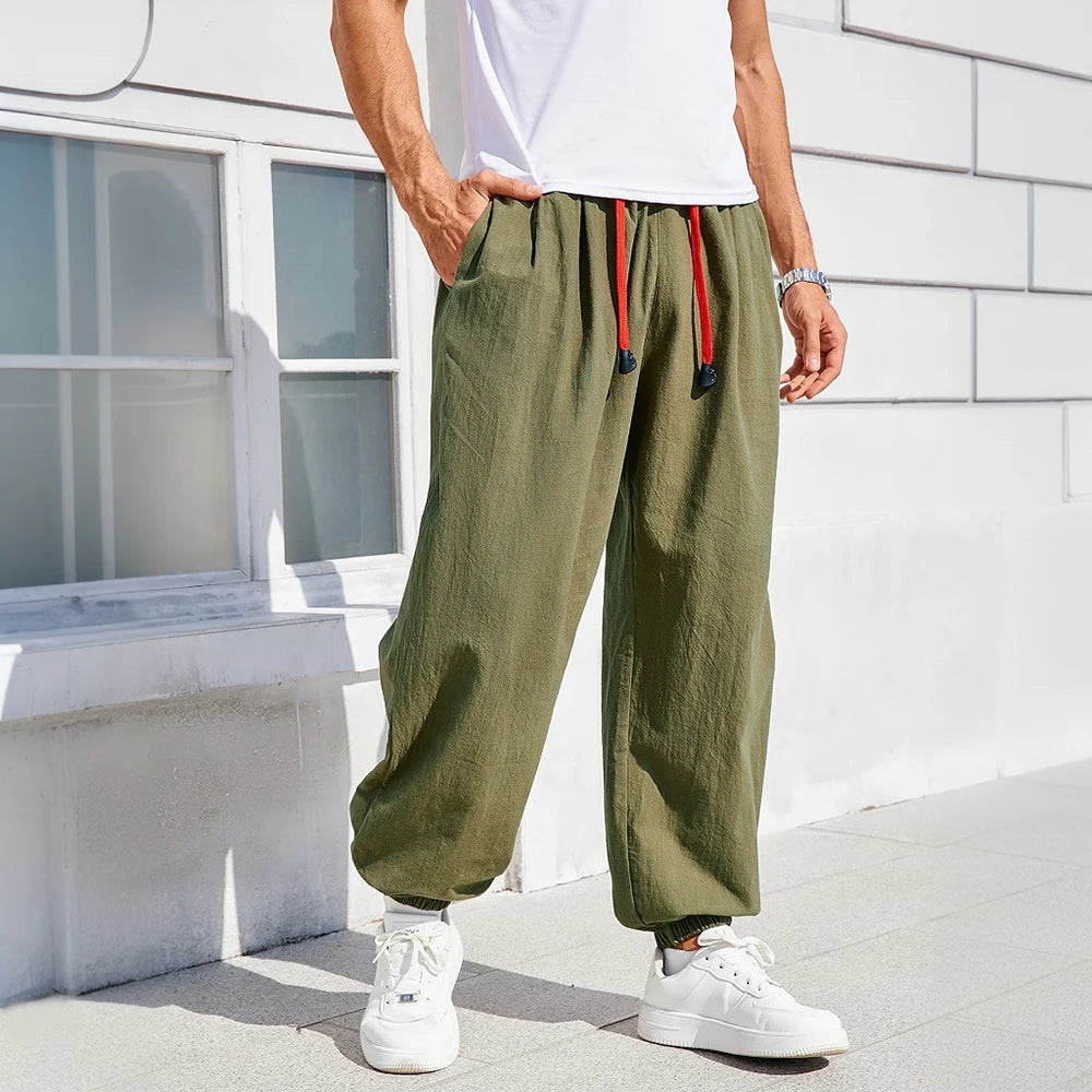 Men's Elastic Waist Loose Fit Casual Pants For Everyday Wear