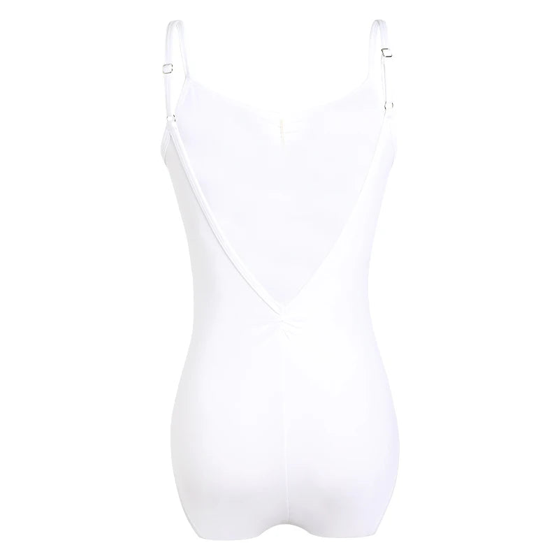 Women's Classic Camisole Ballet Leotard with Ruched Front and V Back