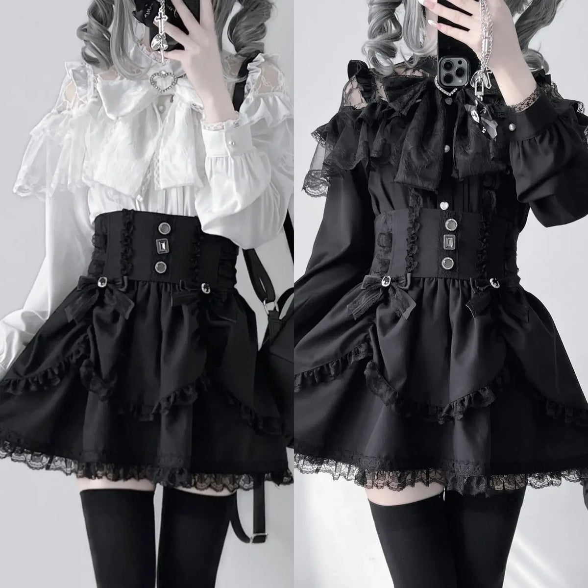 Women's Lace Trim Bow Detail Shirt with Sleeve Style Options