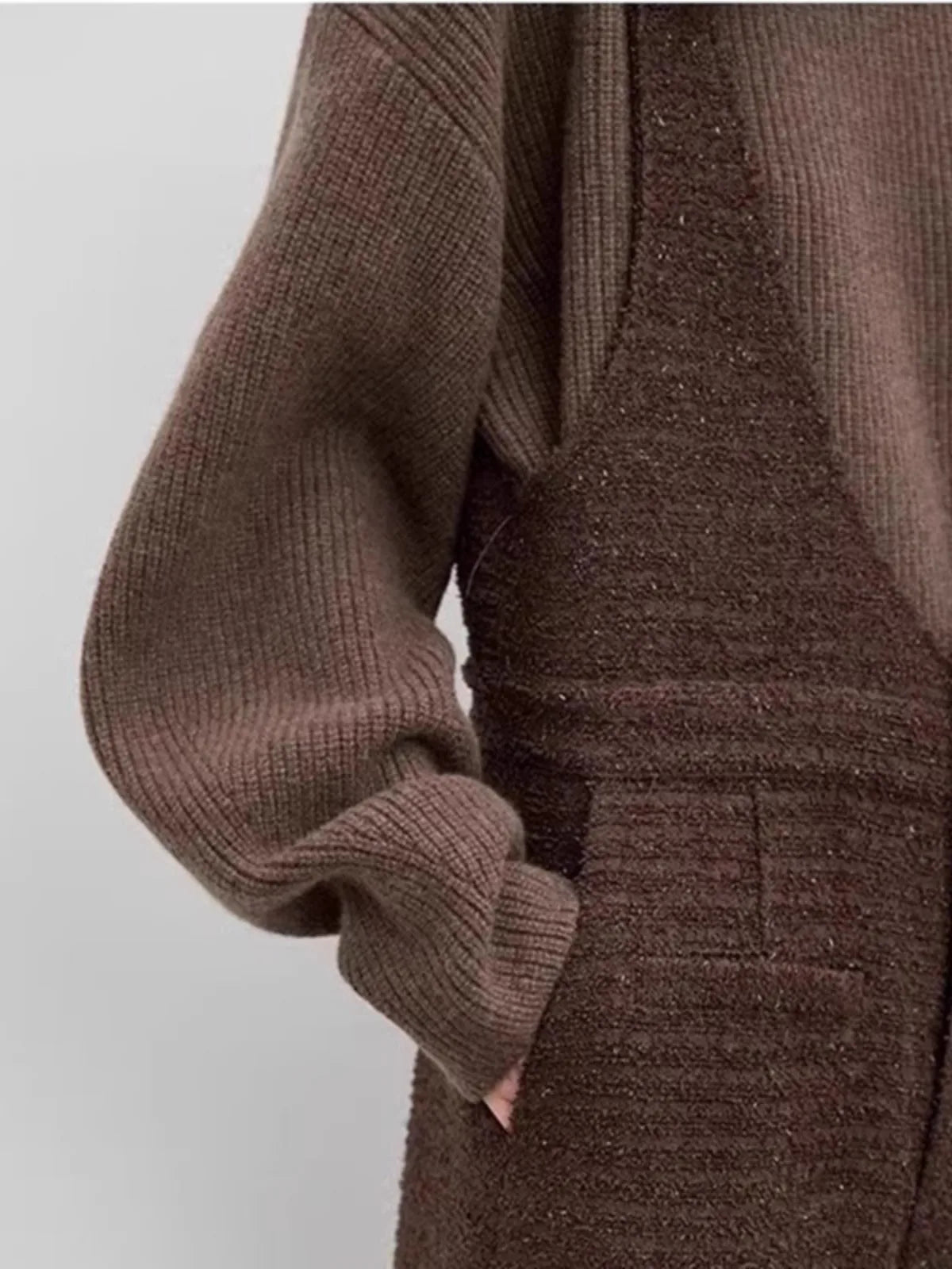 Vintage thick cashmere knitwear women's fall/winter loose shoulder crew neck sweater base sweater