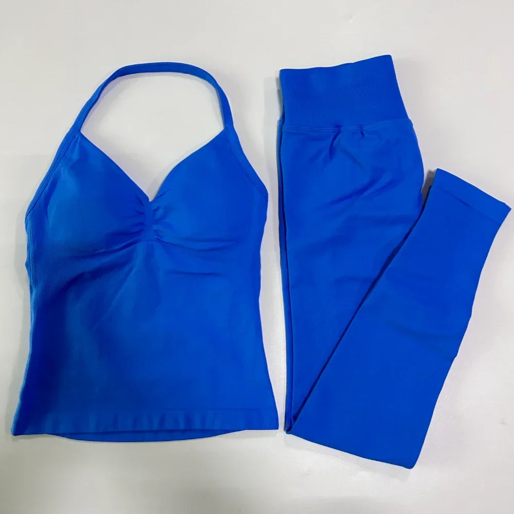 Women's Thin Strap Tank And Leggings Yoga Set