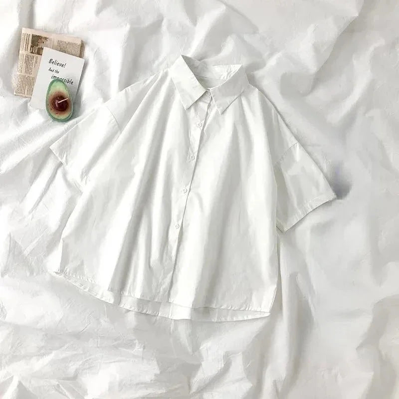 Women's Short Sleeve Collared Shirt with Tie Option