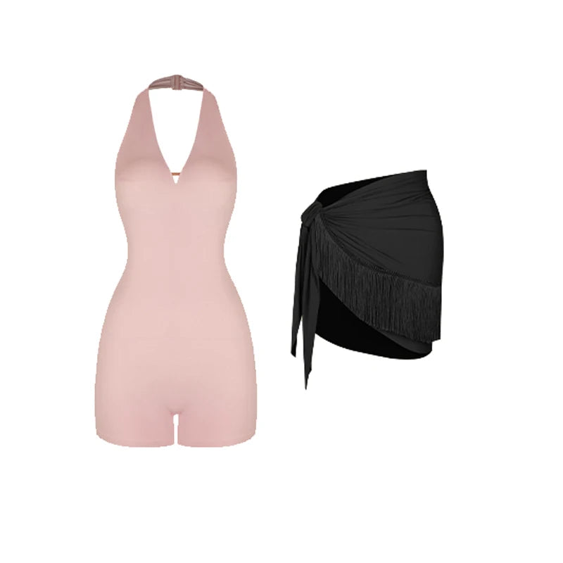 Women's Halterneck Latin Dance Top and Skirt with Separate Outfit Options