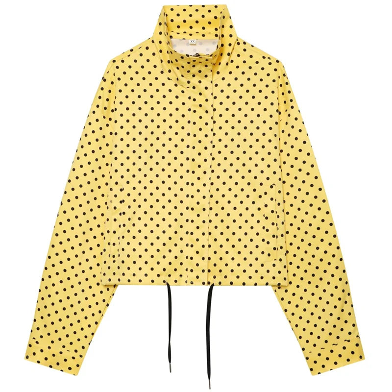 Women's Polka-Dot Zip-Front Bomber Jacket