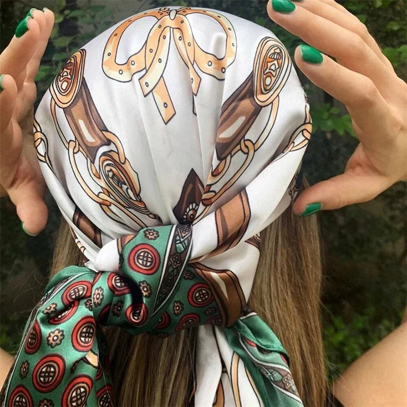 Printed Square Scarf with Ornate Paisley Pattern Options