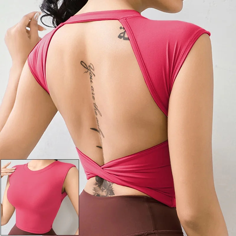 Women's Open-Back Long-Sleeve Workout Top