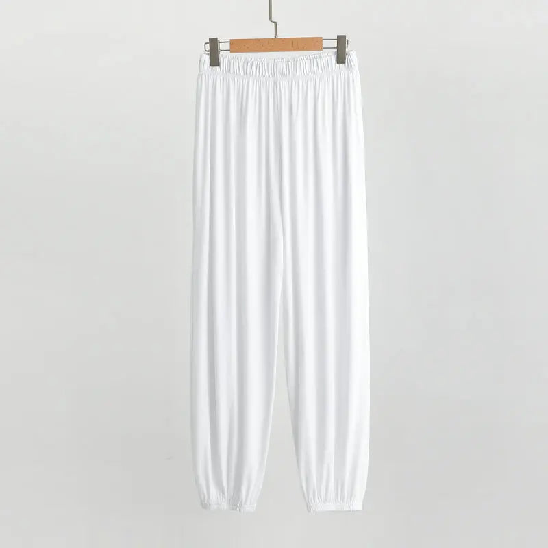 Men's Solid Elastic Waist Cuffed Long Lounge Pajama Pants