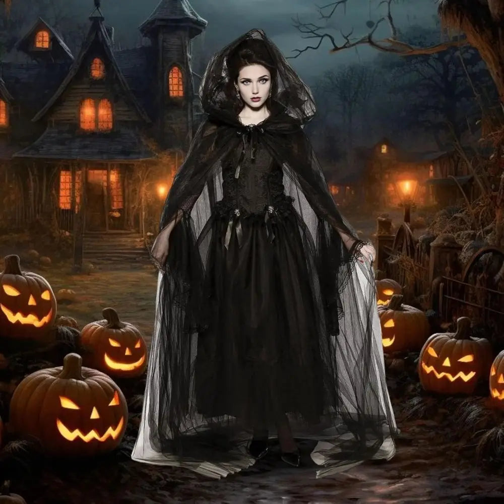 Sheer Long Oversized Hood Cape for Layering over Outfits