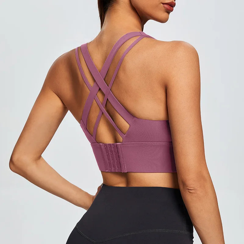 Women's Scoop Neck Multi Strap Cross Back Sports Bra