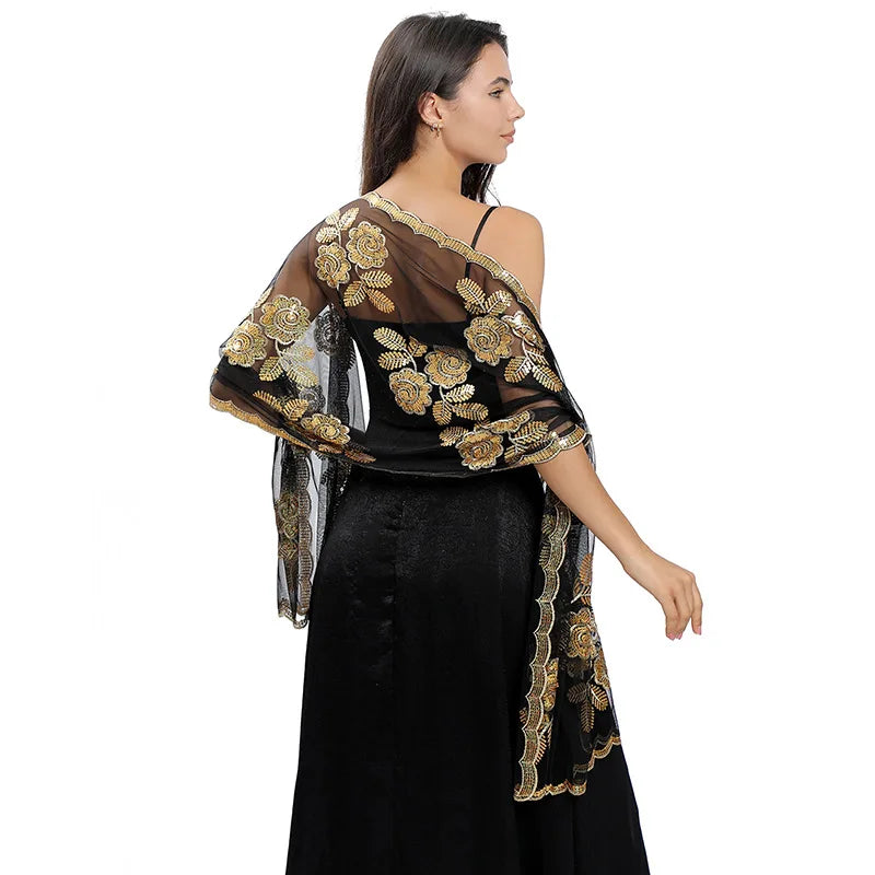 Floral Lace Fringed Wrap Scarf for Layering over Outfits