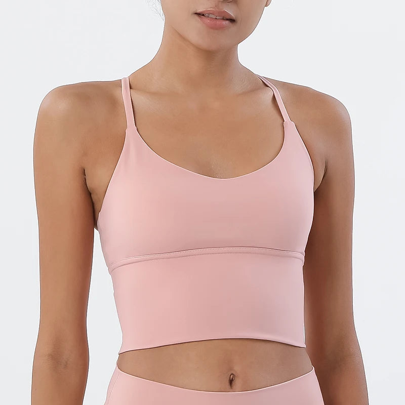 Women's V Neck Cross Back Longline Tank Top