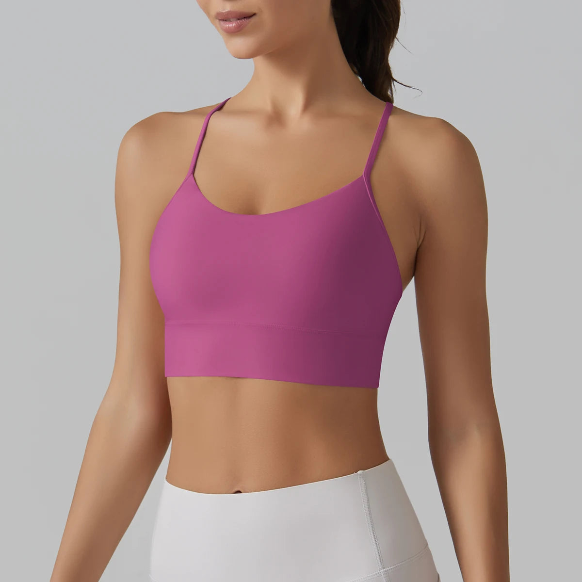 Women's Nylon Blend Y Back Sports Bra with a Fitted Stretch Shape