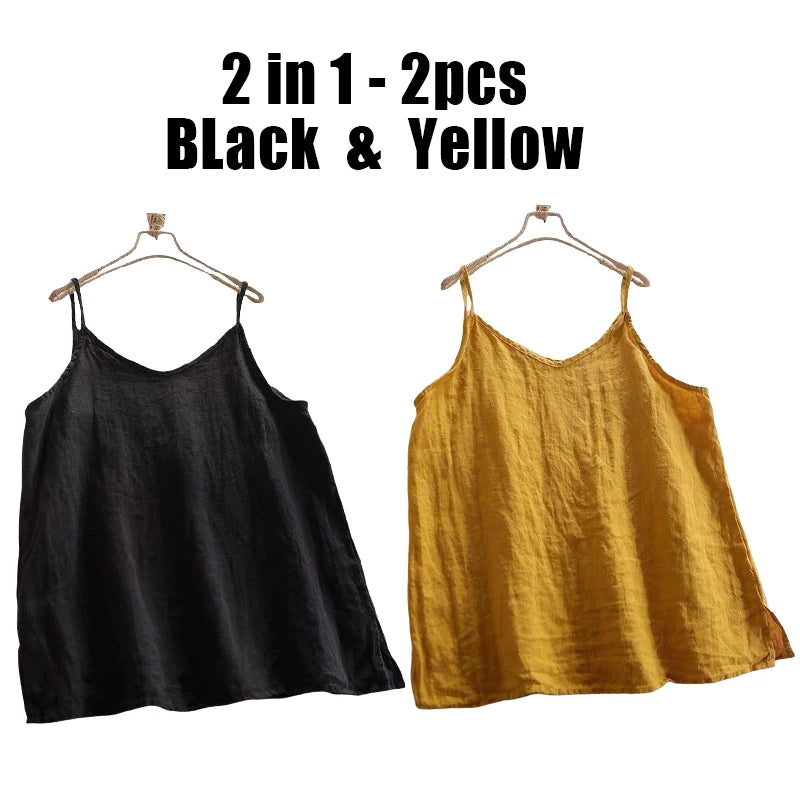 Women's Loose Polyester Camisole with Thin Straps and Single or Two Pack Options