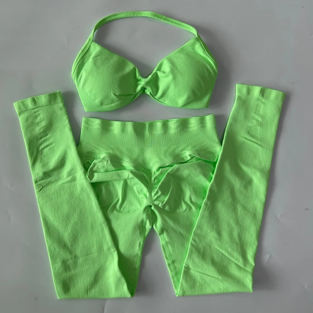 Women's Strappy Bra And Leggings Yoga Set For Workout Outfits
