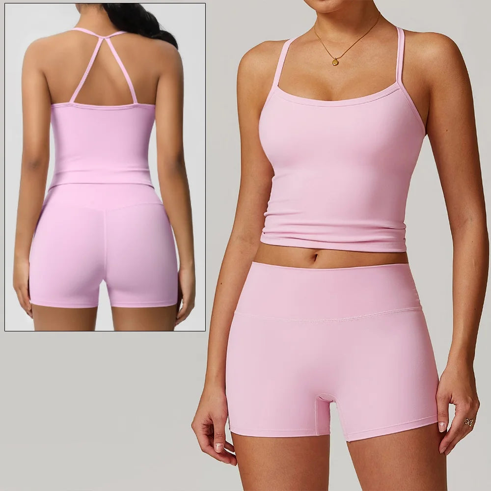 Women's Sports Bra and Shorts Workout Set