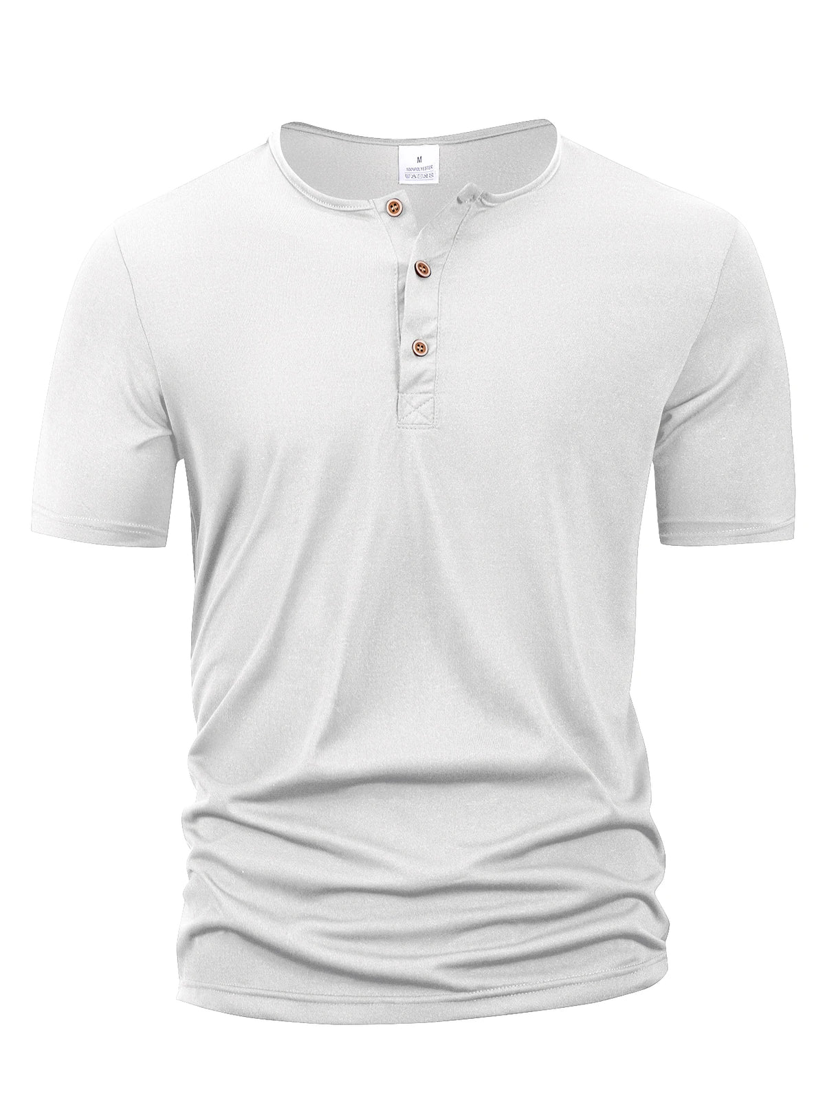 Solid Henley Neck Short Sleeve Button Placket T Shirt