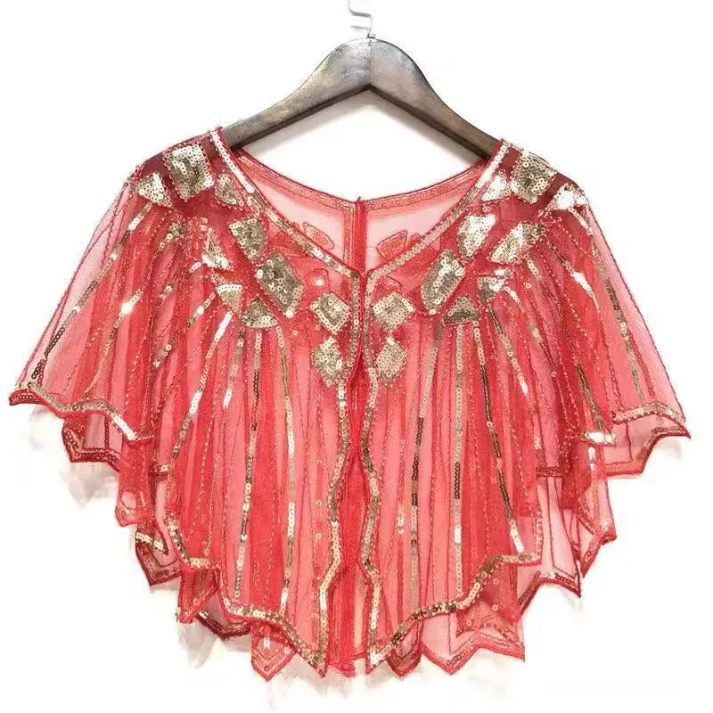 Beaded Sequin Capelet for Layering over Dresses and Tops