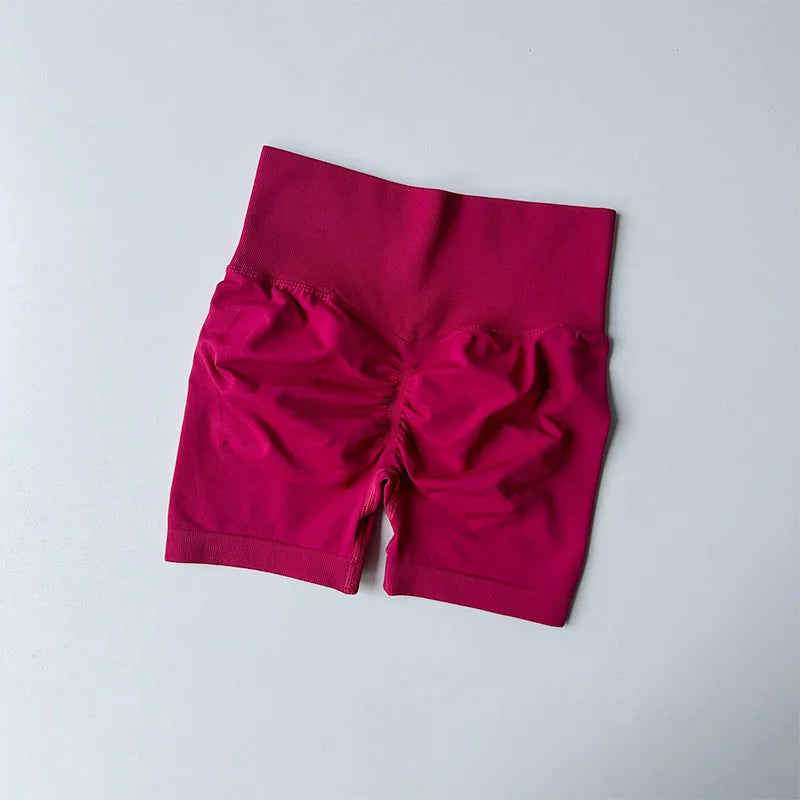 Women's High Waist Scrunch Back Polyester Shorts for Gym Workouts