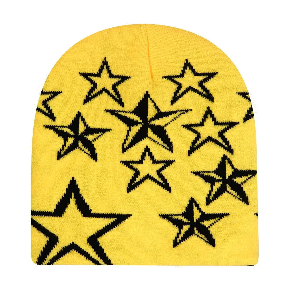 Graphic Knit Beanie with Letter and Pattern Style Options