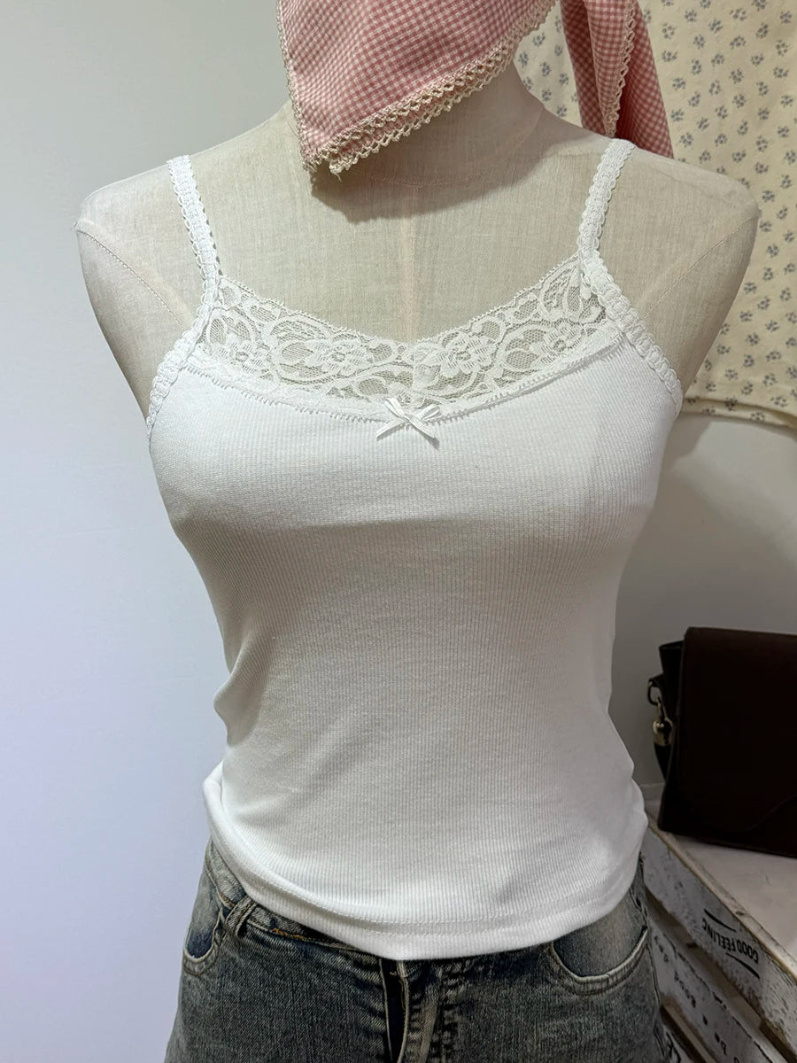 Women's Cotton Camisole and Bandeau Tops with Lace and Ruched Style Options