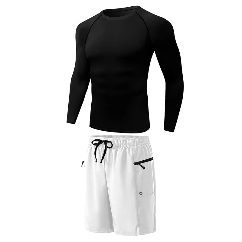 Men's Long Sleeve Rash Guard with Swim Bottom Options