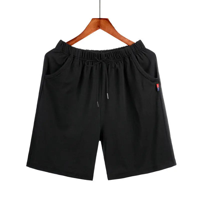 Men's Solid Pocket Elastic Waist Knee Length Lounge Shorts