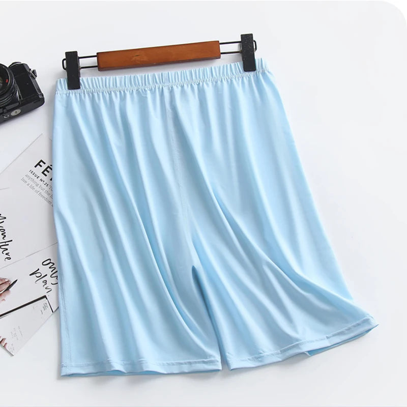 Men's Solid Elastic Waist Satin Look Lounge Sleep Shorts