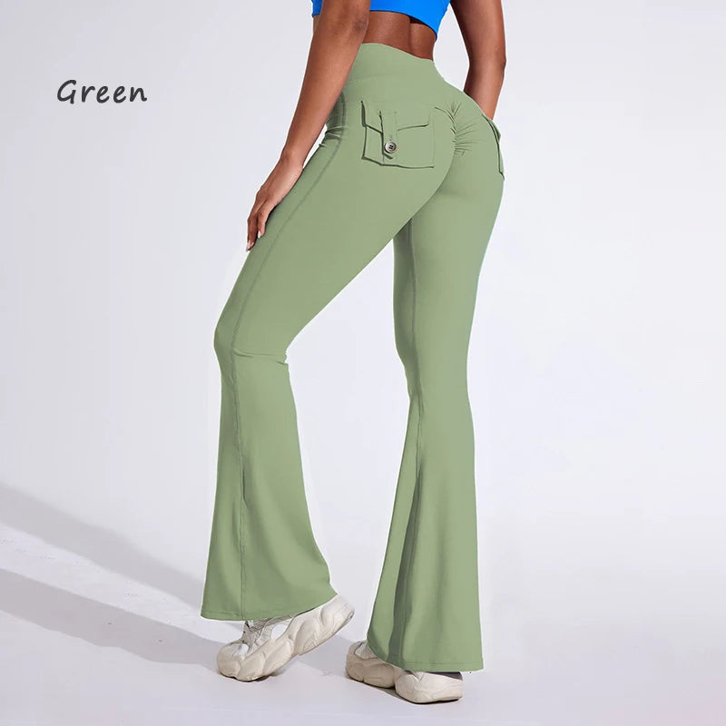 Women's Back Pocket Flared Leggings For Workout Outfits