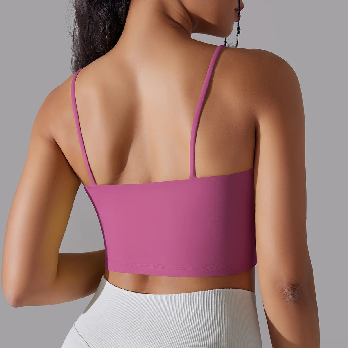 Women's Nylon Blend Sports Bra with Double Back Straps and Padding